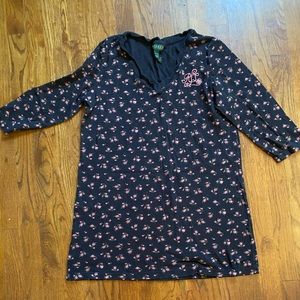 VINTAGE Lauren Ralph Lauren Night Shirt Size: M Pink Embroidery Ditzy Floral